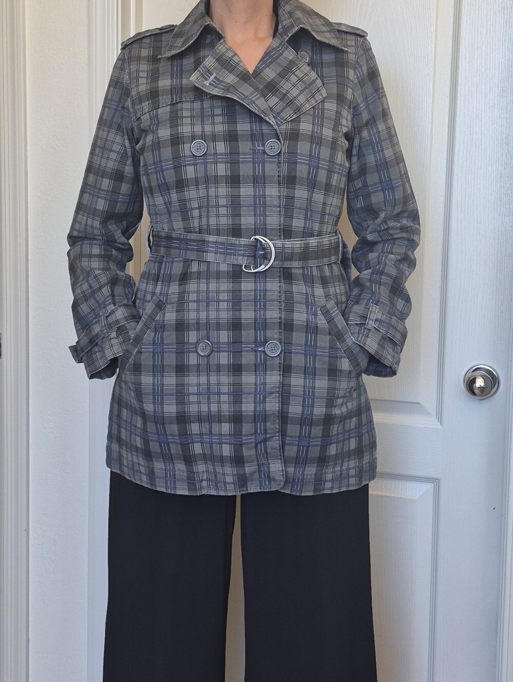 Y2k- Hurley X Front Tie, cotton, Trench Jacket Sz Large
